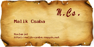 Malik Csaba névjegykártya